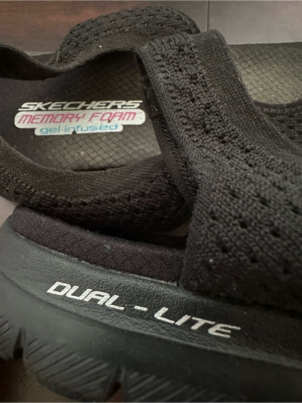 Size 11 Skechers Women’s Dual-Lite Memory Foam Slingback Sandals Black Comfort - Picture 7 of 8